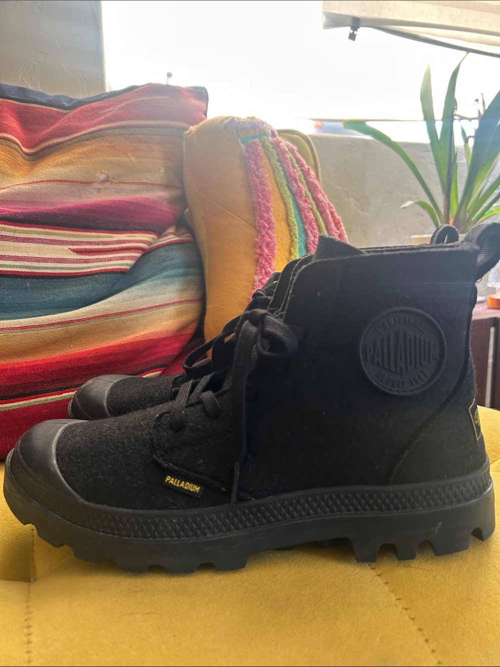 Palladium Merino Wool Black High-Top Lace-Up Boots